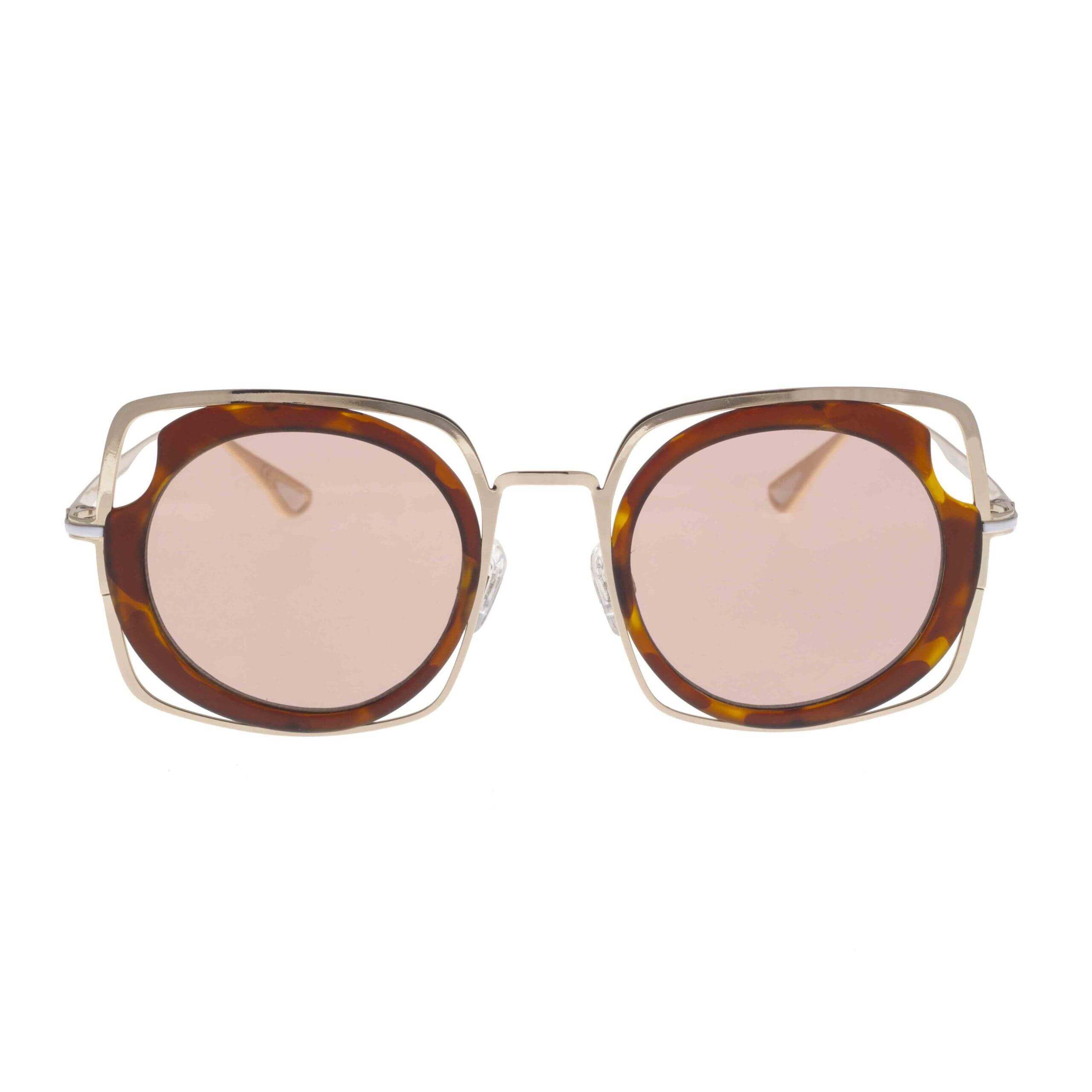 Occhiali ATRIA C2 con design audace, lenti rotonde e quadrate, collezione Metal, eleganza e sofisticatezza.