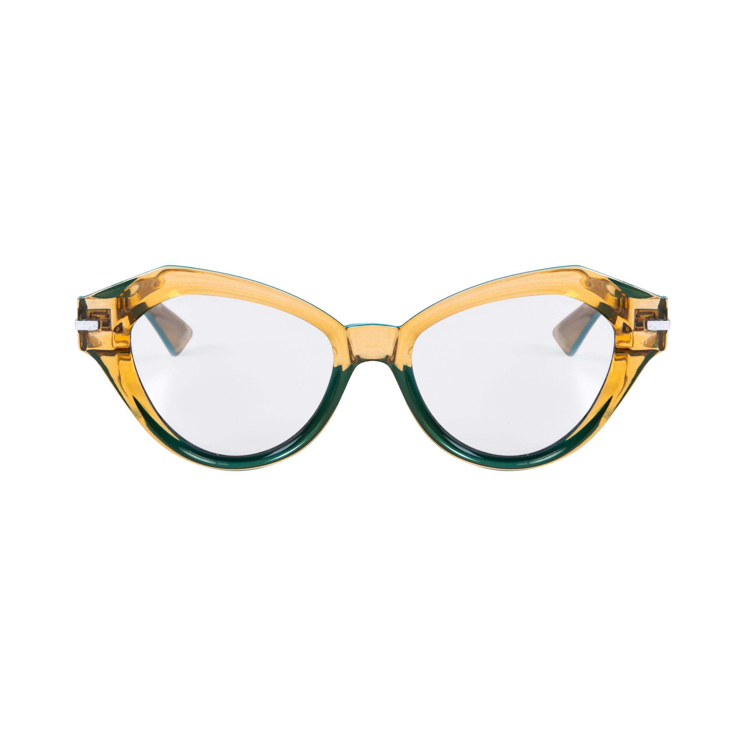 Occhiali BAL HARBOUR C29 con montatura ambra e verde, design elegante e moderno della collezione XY Bold by AirDP.