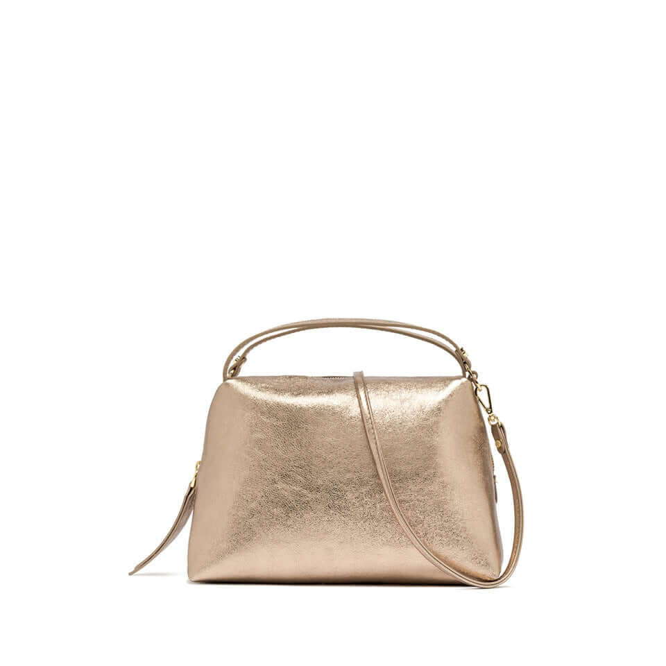 Borsa ALIFA di Gianni Chiarini in suede metallizzato, compatta e leggera, ideale per un look sofisticato.