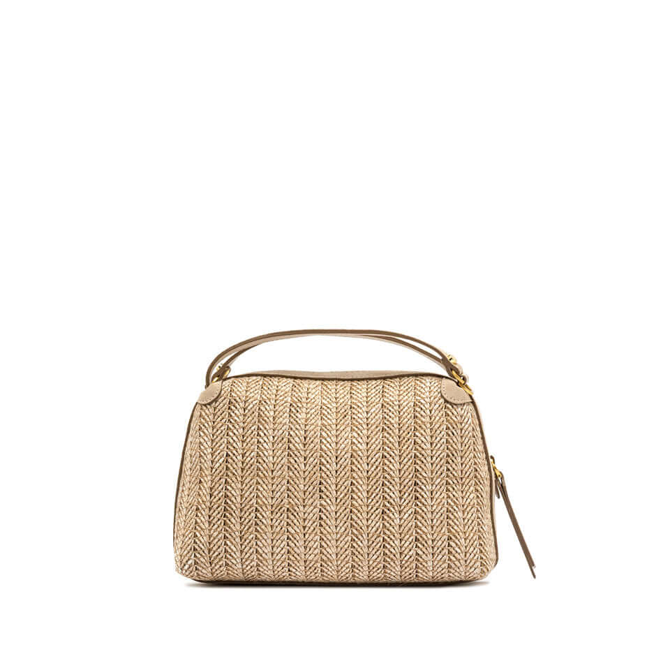 Borsa Alifa in paglia intrecciata con profili in pelle, accessorio estate Gianni Chiarini.