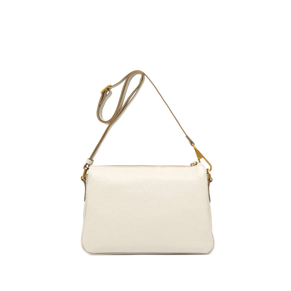 Brooke by Gianni Chiarini in white leather with zip closure and removable strap, perfect for everyday use.