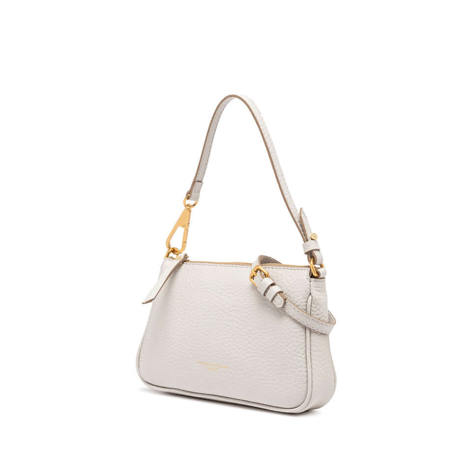 BROOKE by Gianni Chiarini, elegant gray leather handbag with zip closure and removable shoulder strap.