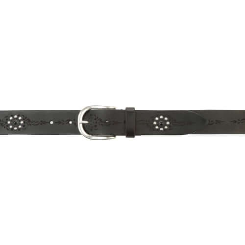Cintura Bull Soft in Cuoio, cuoio laserato con dettagli cabochon, fibbia argento, altezza 3,5 cm, made in Italy.
