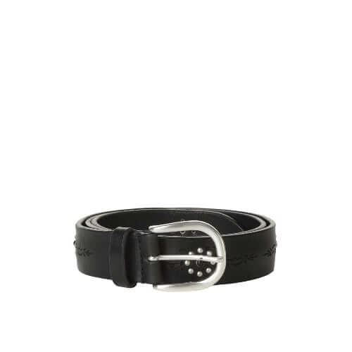 Cintura Bull Soft in Cuoio, 3.5 cm height, silver finish buckle, laser cut leather, made in Italy.