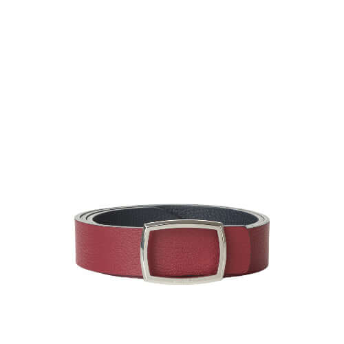 Cintura Piatta Micron Double in Pelle, 3,5 cm, reversibile, fibbia logata palladio, Made in Italy.