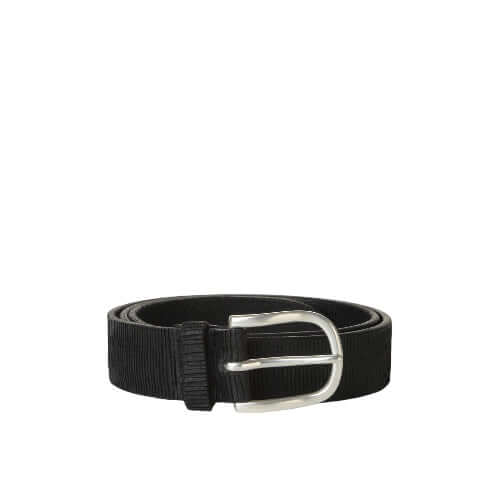 Cintura Sportiva Blade in black with silver finish buckle, made of engraved leather, height 3.5 cm, stylish and durable.