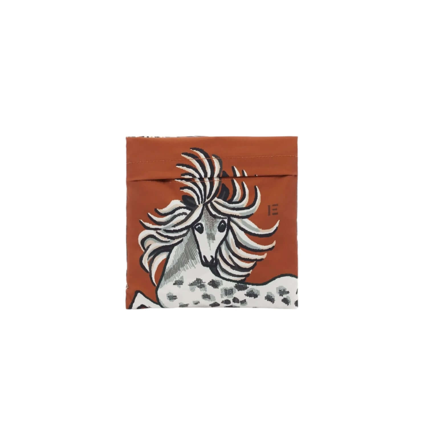 Zaino Western Marrone con design di cavallo, borsa ecologica in poliestere riciclato, compatto e leggero.