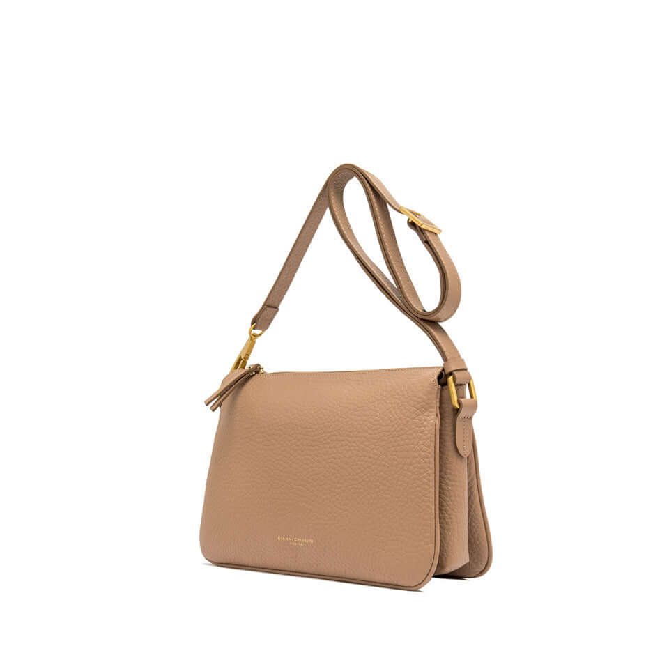 BROOKE by Gianni Chiarini, elegant leather handbag with removable strap and zip closure.