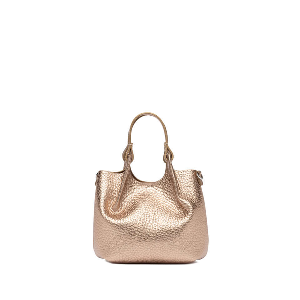 Borsa DUA in pelle bubble double color oro rosa, design pratico e stiloso di Gianni Chiarini.