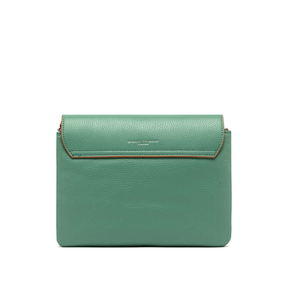 Borsa Three Gianni Chiarini Firenze in pelle martellata verde con zip a contrasto, elegante e versatile.