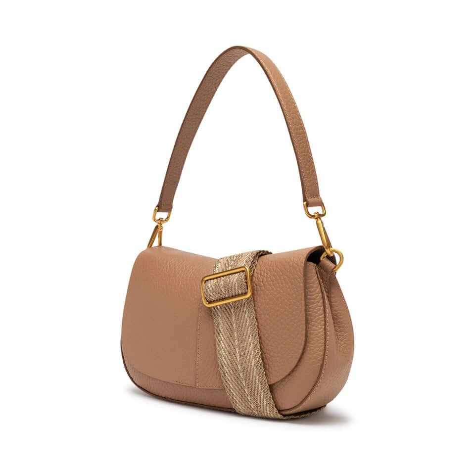 HELENA ROUND by Gianni Chiarini, stylish structured bubble leather bag with dual shoulder straps.