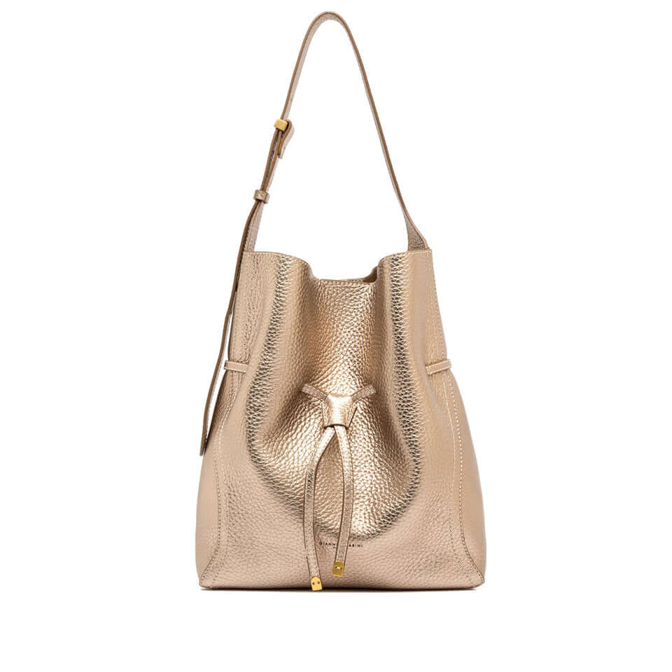 SIENNA by Gianni Chiarini, eleganti borsa in pelle double oro con impunture a contrasto.