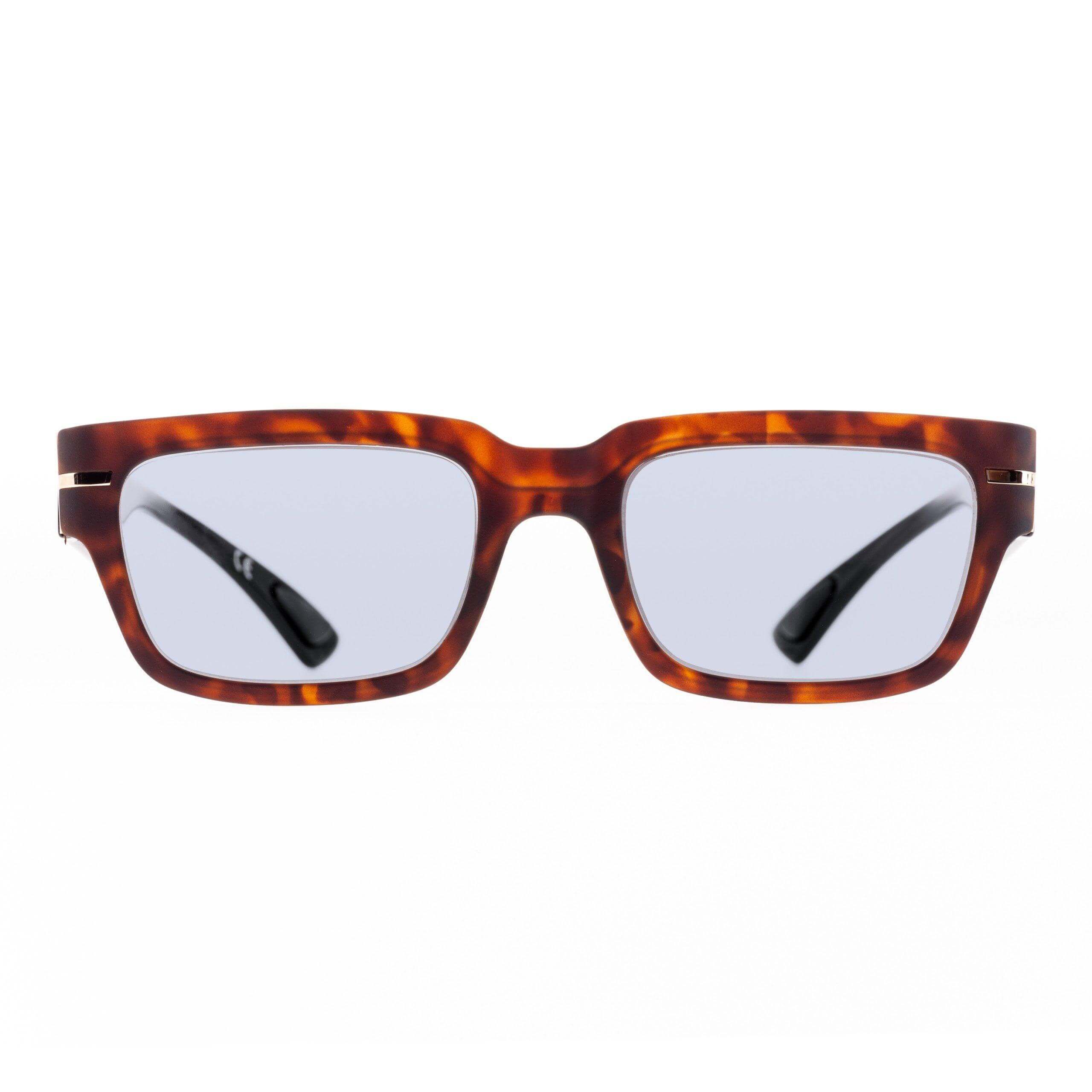 Occhiali da sole rettangolari MARLON C71 con frontalino havana marrone e lenti grigie fotocromatiche.