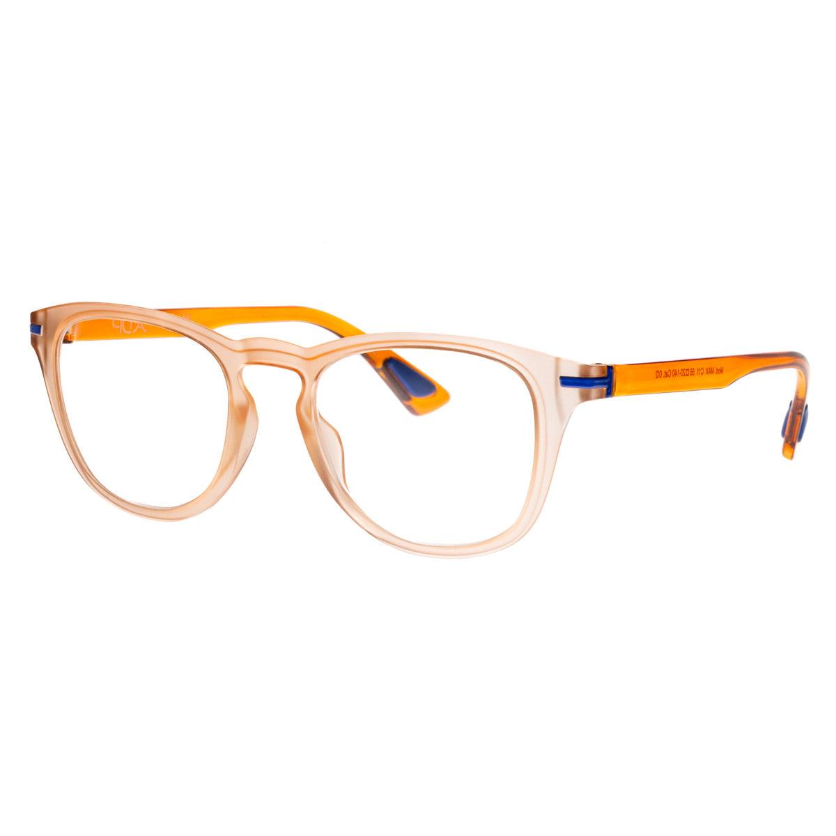 MAX C11 occhiali da sole da uomo, design originale, frontale rosa soft touch crystal e aste arancioni lucide.