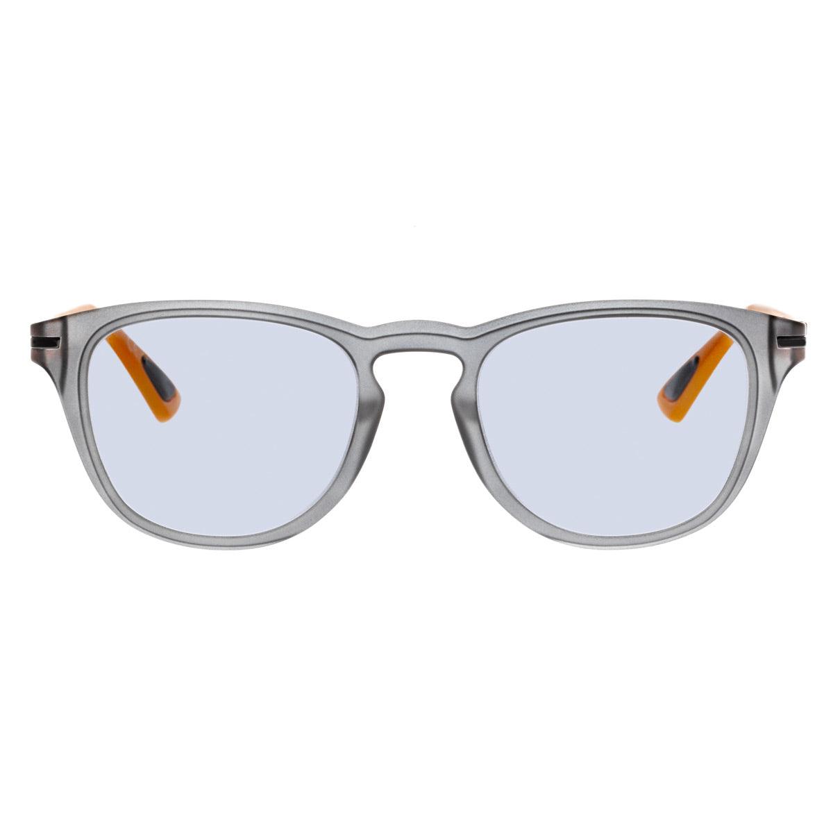 MAX C2 occhiali da sole rotondi grigi con aste arancioni e lenti fotocromatiche della collezione Frame di Alessandro Del Piero