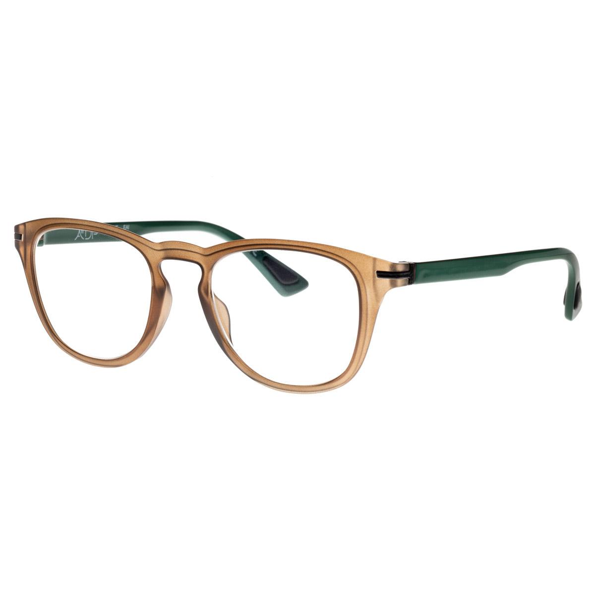 occhiali da sole MAX C5 di Alessandro Del Piero, rotondi, marroni con aste verdi, design elegante e leggero.