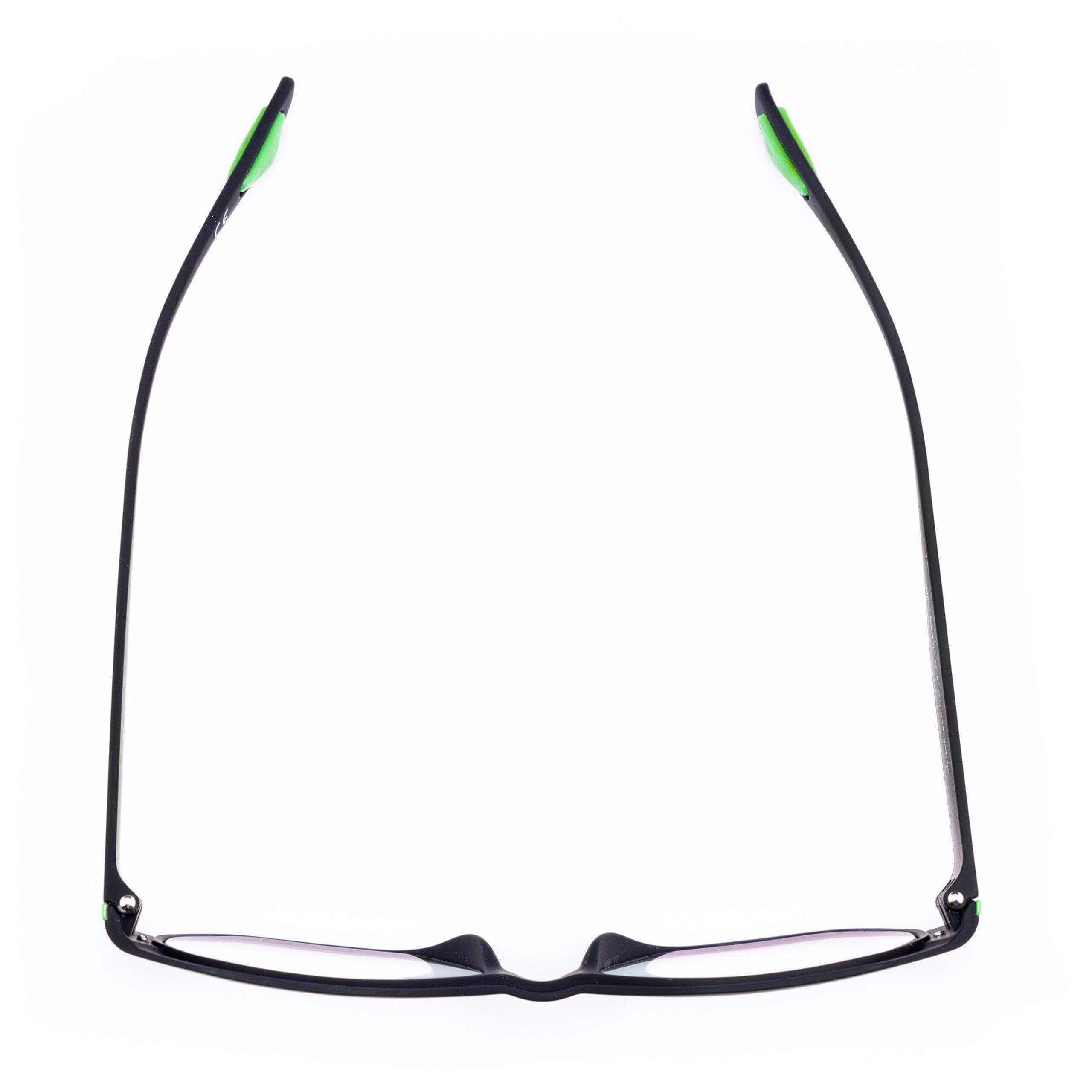 Montatura occhiali MERYL C2 nera con terminali verdi, occhiali da sole stile retrò di Alessandro Del Piero.