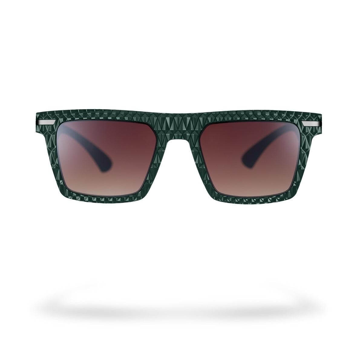 Occhiali da sole MICHI C2 in verde, design contemporaneo di Alessandro Del Piero, lenti sfumate marroni.