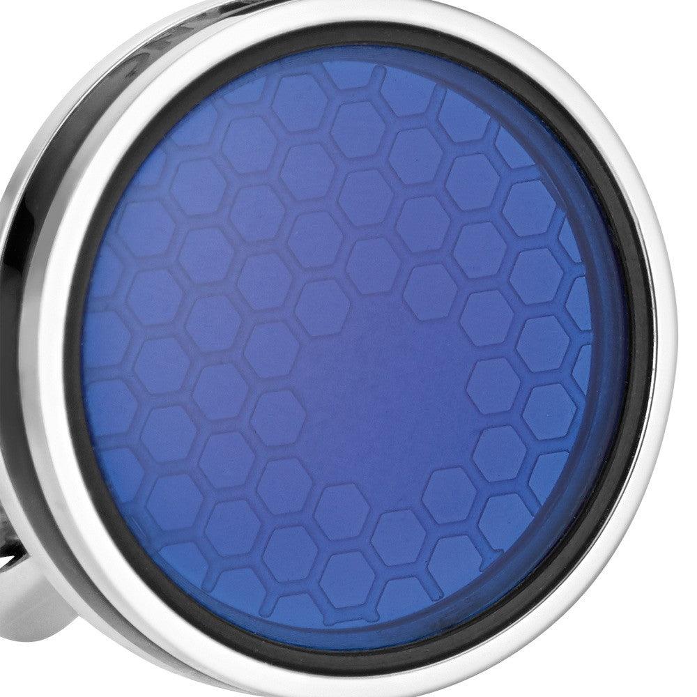 Montblanc gemelli Star acciaio vetro zaffiro blu 118602