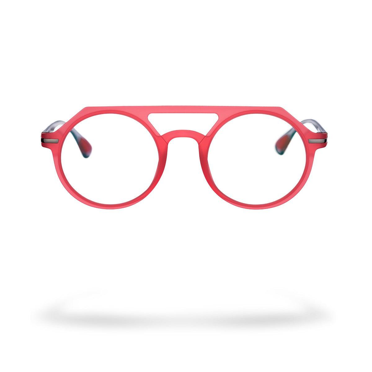 MOSE C4 occhiali da sole da uomo rotondi con frontale rosso e aste grigie, collezione Frame Alessandro Del Piero.