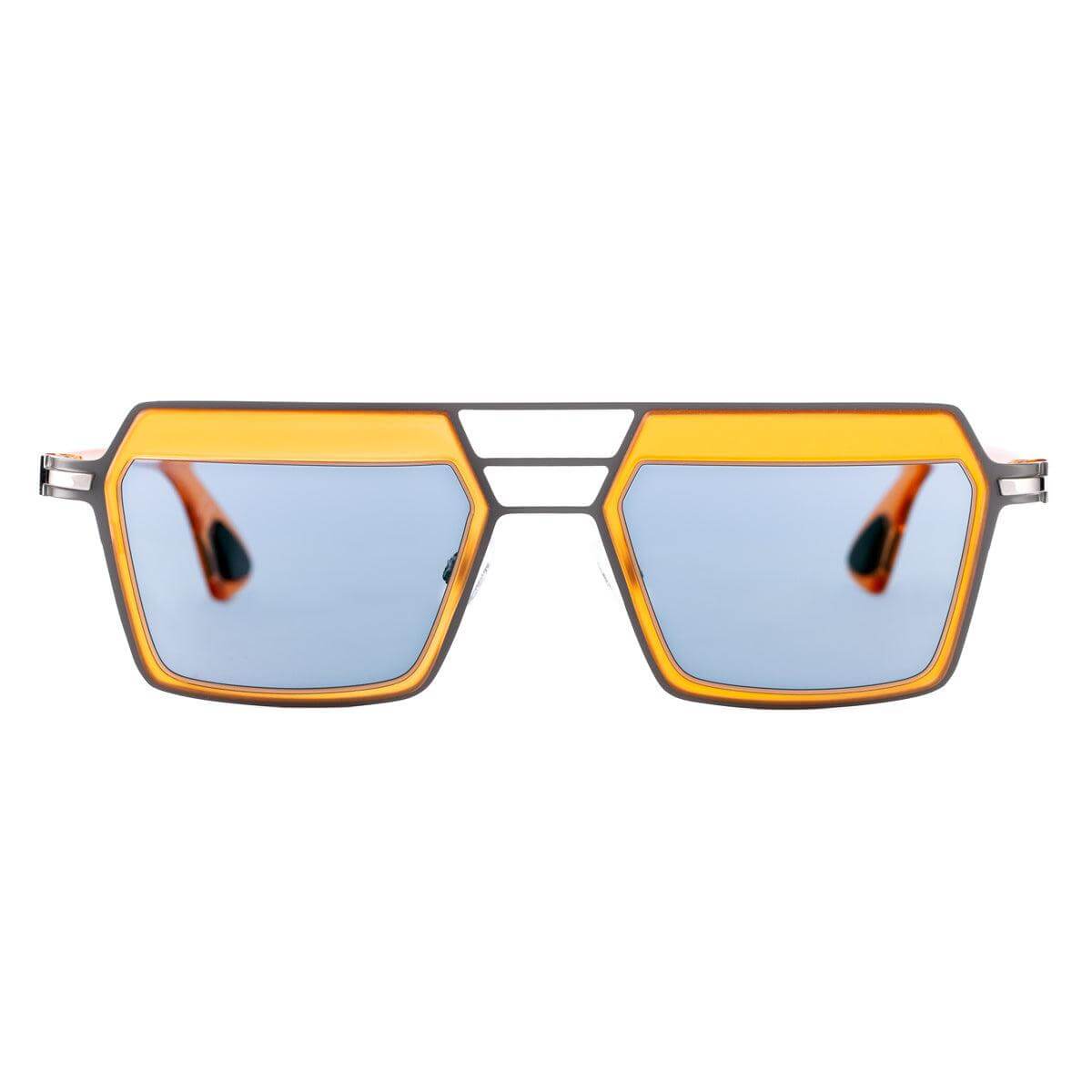 NEW YORK C5 occhiali sole con frontale arancione, aste metallo grigio e lenti fotocromatiche