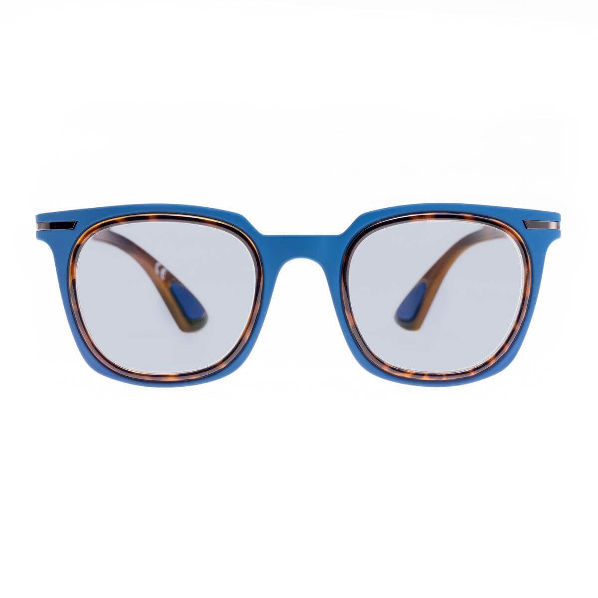 NICKY C78 occhiali da uomo blu con interni havana, design innovativo e eleganza raffinata.