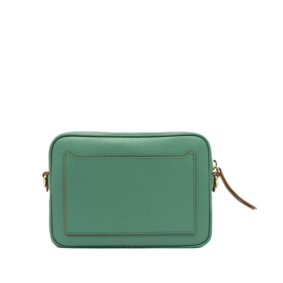 Nina by Gianni Chiarini Firenze green leather crossbody bag with zip closure and front pocket, dimensions 25x19x8 cm.