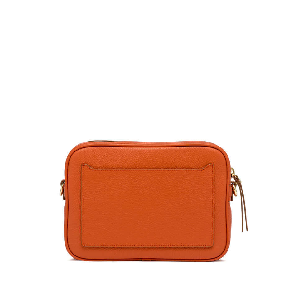 Nina by Gianni Chiarini Firenze, orange leather crossbody bag with square shape and front pocket.