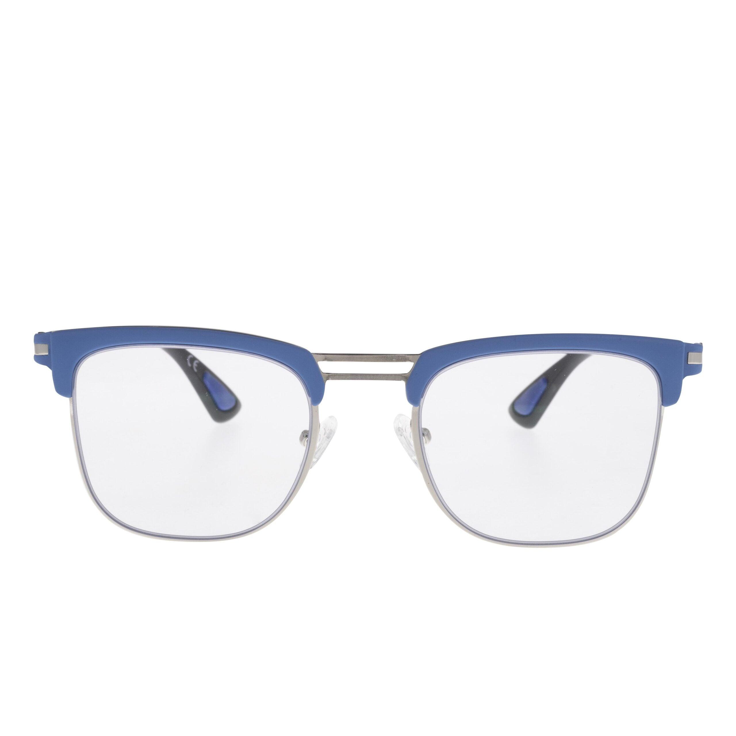 ZEUS C3 occhiali da uomo con montatura rettangolare blu e aste nere lucide, design audace e distintivo.