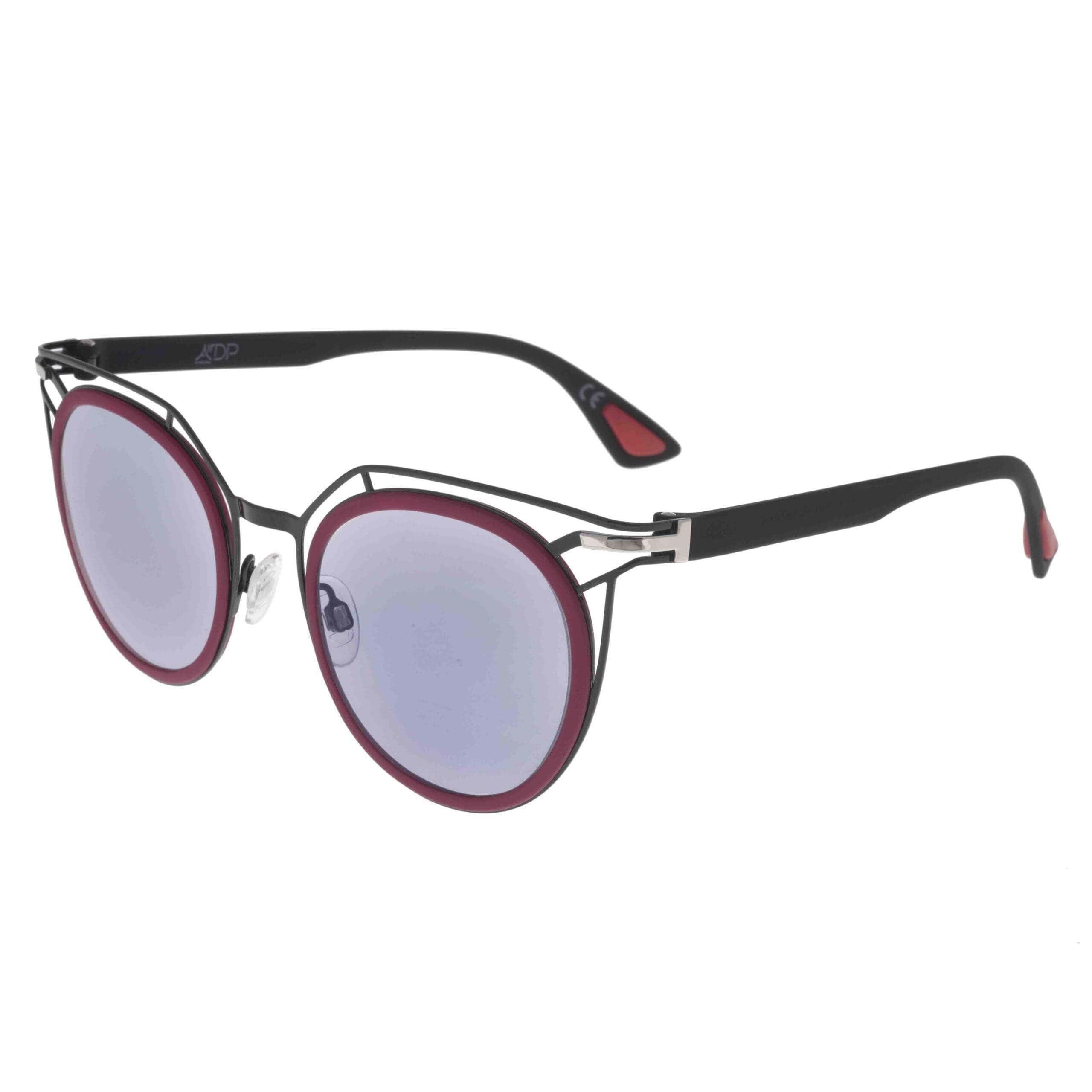 Occhiali PRASLIN C10 in stile moderno, con montatura grigia e rossa, lenti sfumate, design elegante di AirDP Style.