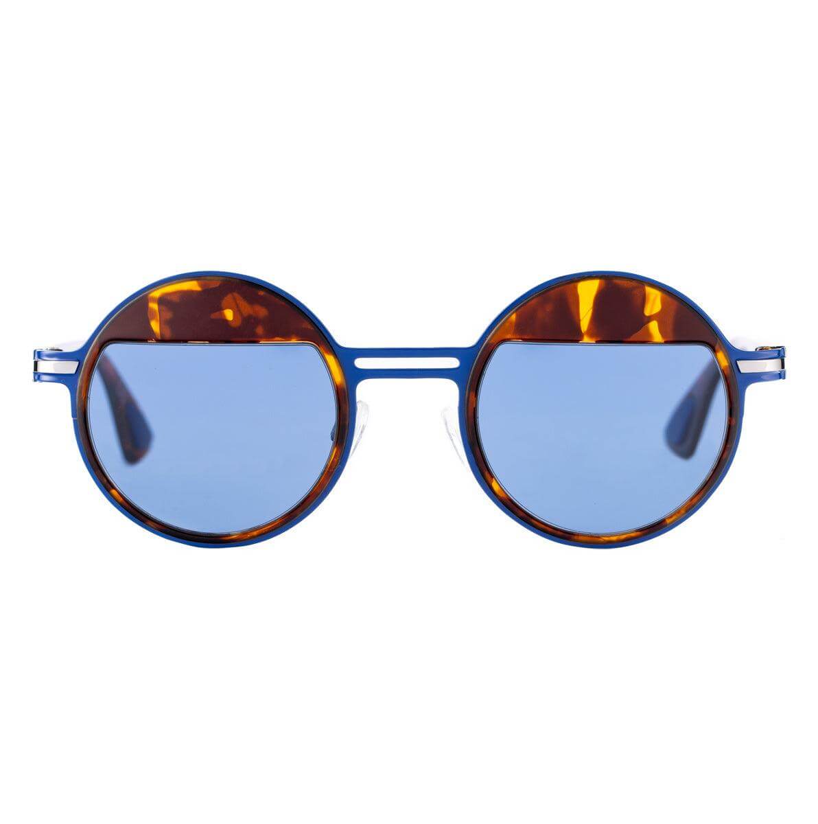 ROME C1 occhiali da sole unisex eleganti con lenti specchiate avana e blu