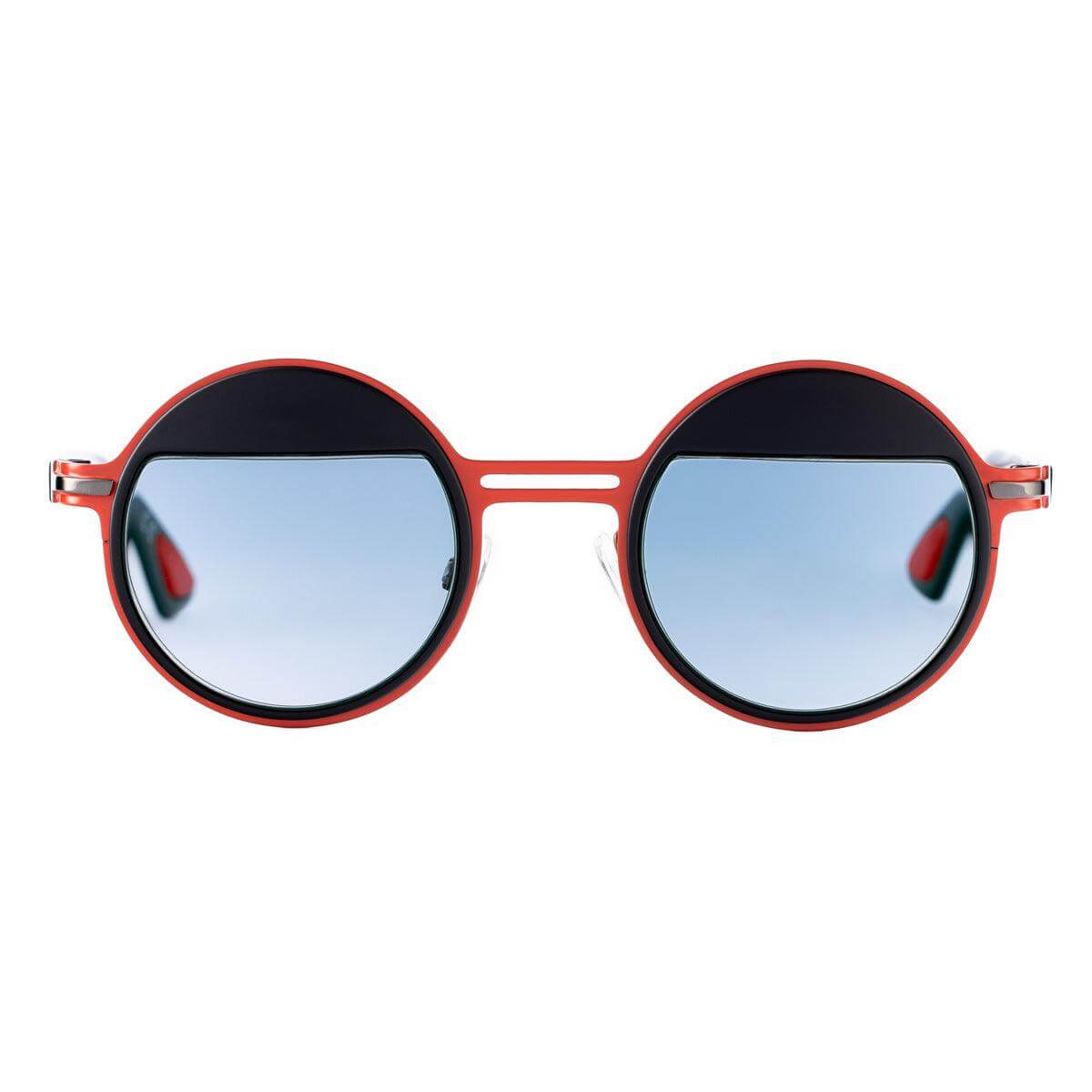 Occhiali ROME C3 con frontale nero e rosso, design sofisticato e lenti fotocromatiche grigie.