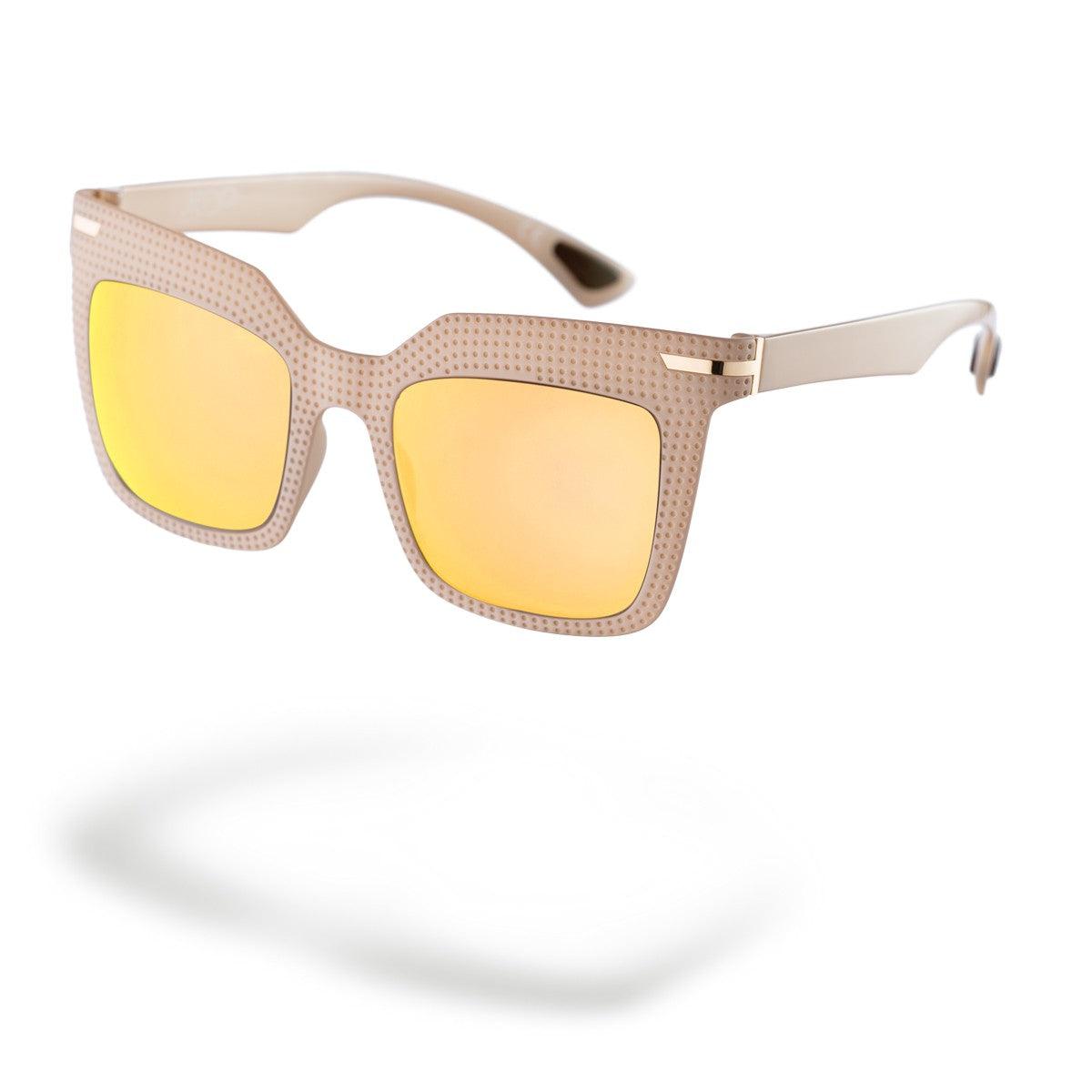 SILVIA C3 sunglasses with yellow lenses and beige frames, combining elegance and retro charm.
