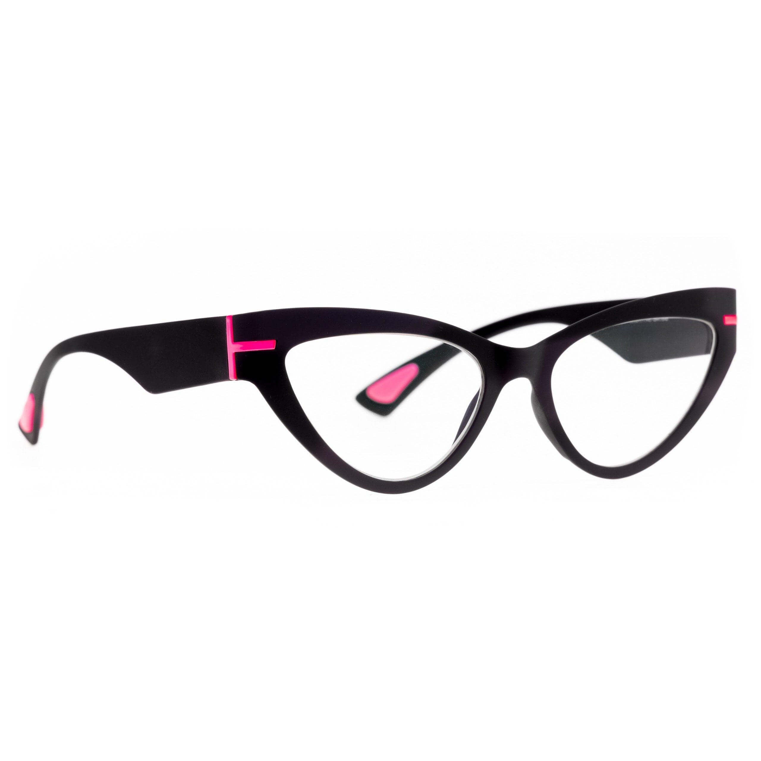 Occhiali ANGELINA C1 in stile cat-eye, design moderno e retrò con dettagli rosa nella collezione Flexo.