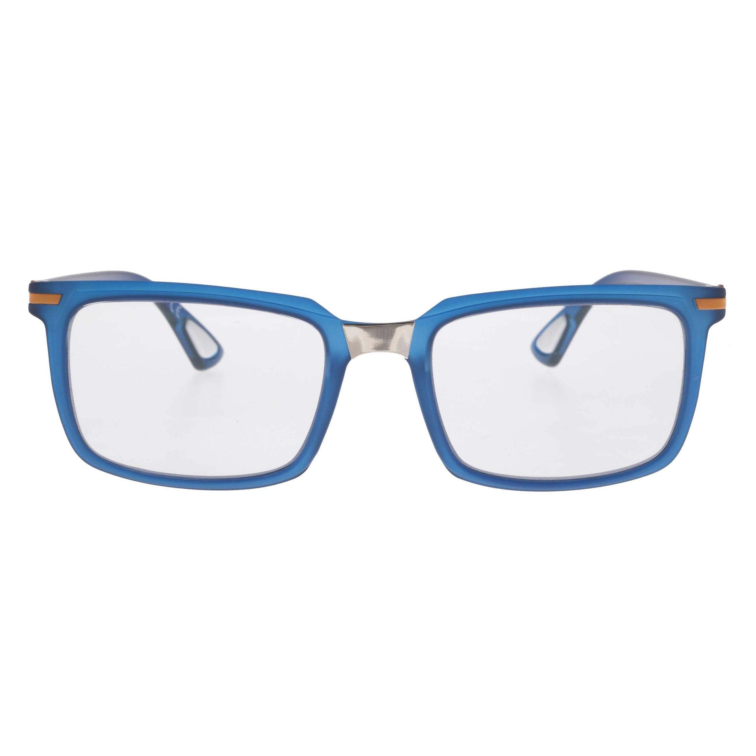 ARES C3 occhiali unisex rettangolari blu con lenti fotocromatiche e design elegante.