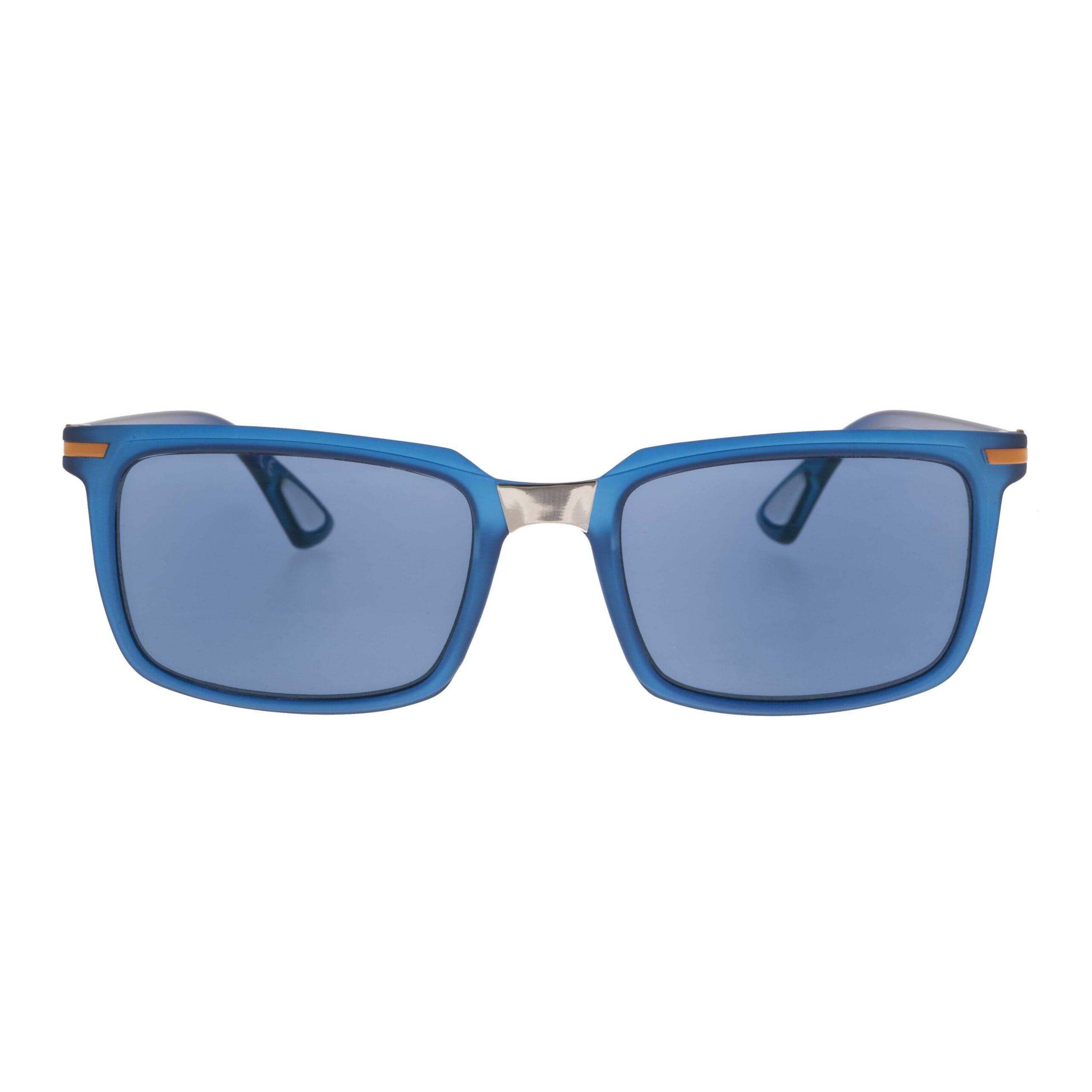 ARES C3 sunglasses featuring a classic rectangular design with phototropic lenses in a striking blue frame.