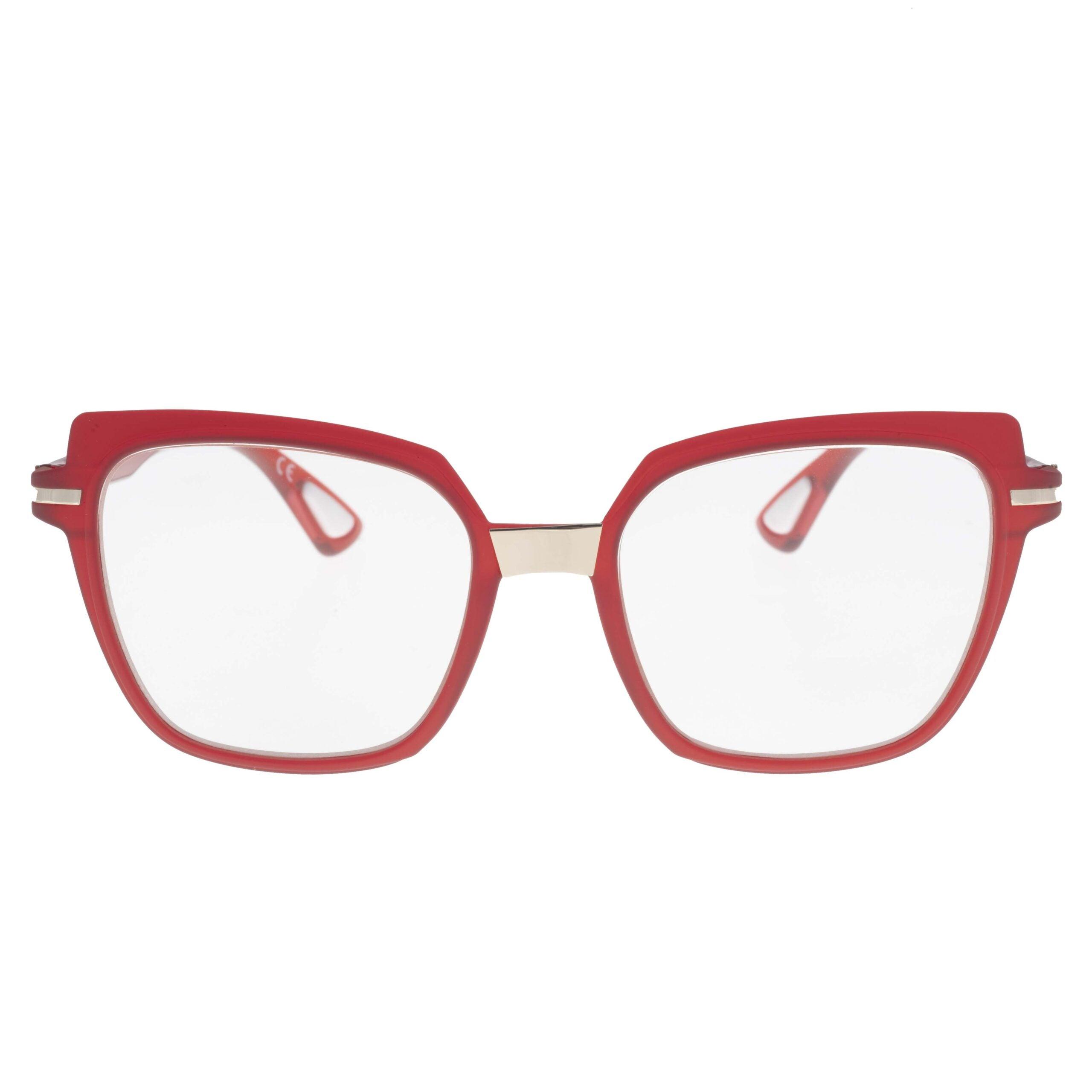 ATENA C1 occhiali rossi con lenti fotocromatiche e design architettonico elegante per uno stile sofisticato.