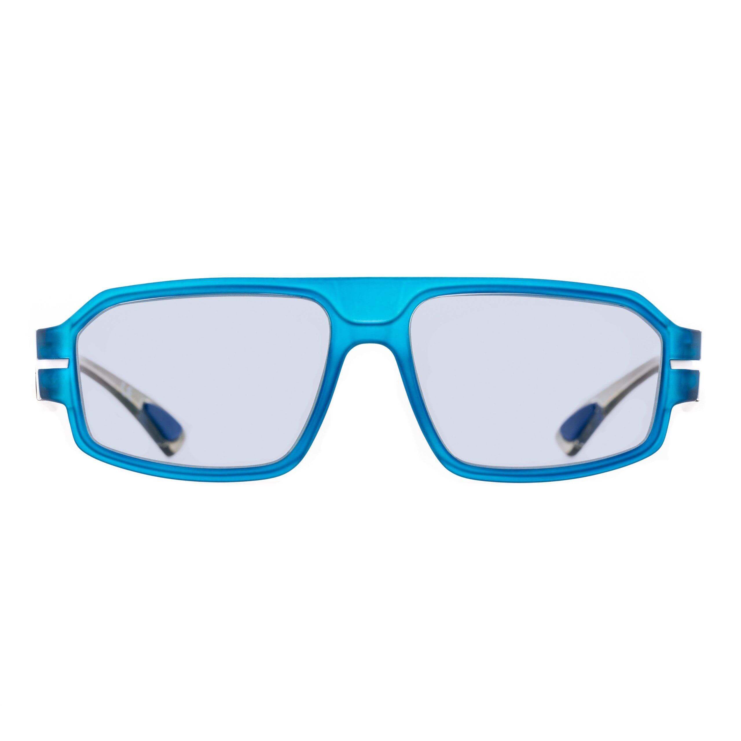 CLINT C70 occhiali da sole blu in stile retrò con aste alte e design alla moda.