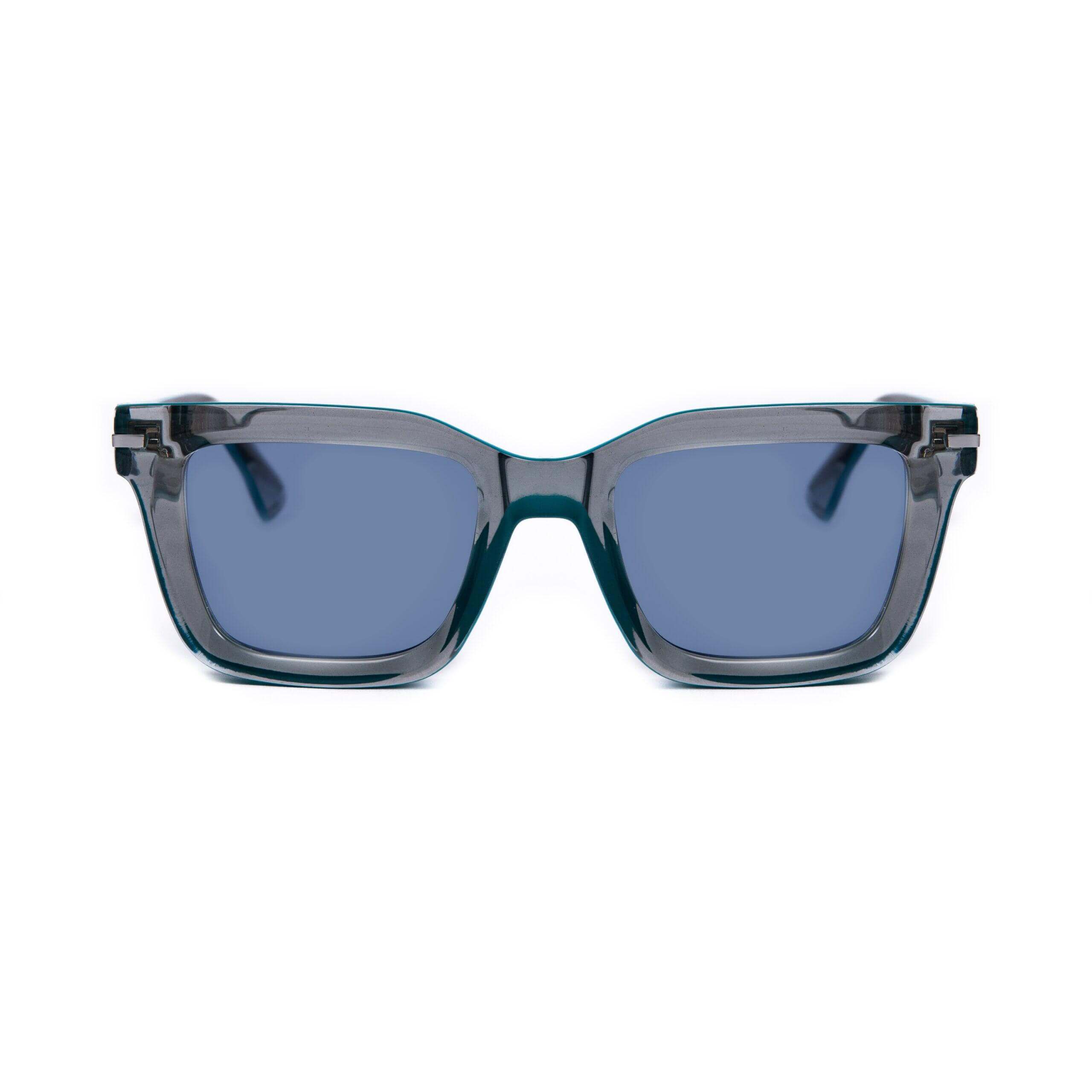 CORAL GABLE C19 sunglasses in transparent grey with bold metallic accents, perfect for stylish summer looks.