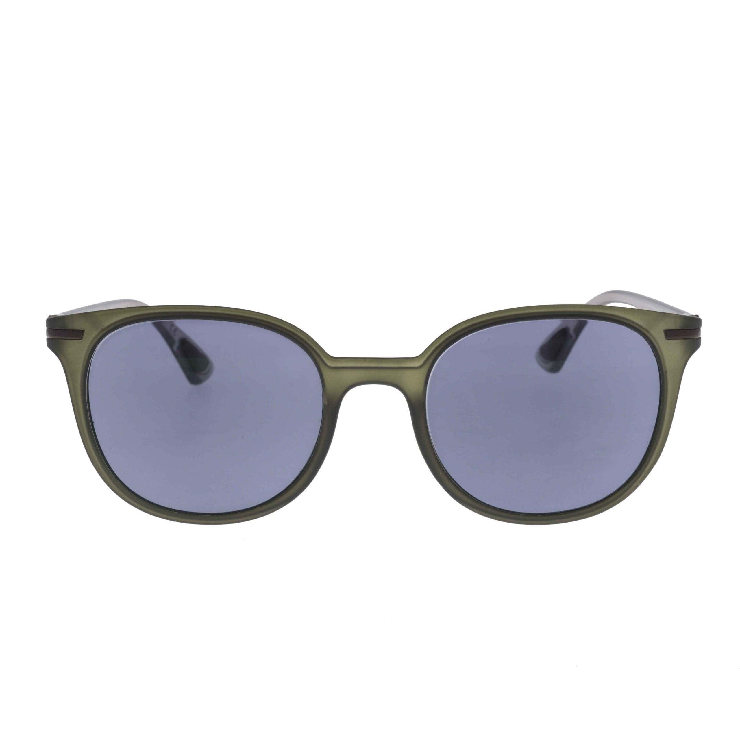 DEDE C11 occhiali da sole in colore verde oliva con lenti viola, collezione Frame di architetture d’effetto.