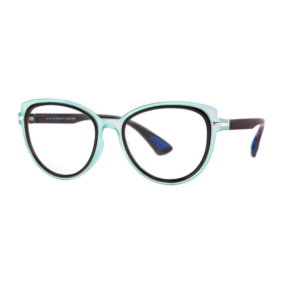 MARA C77 occhiali da sole donna a forma di gatto con frontale azzurro soft touch e aste havana