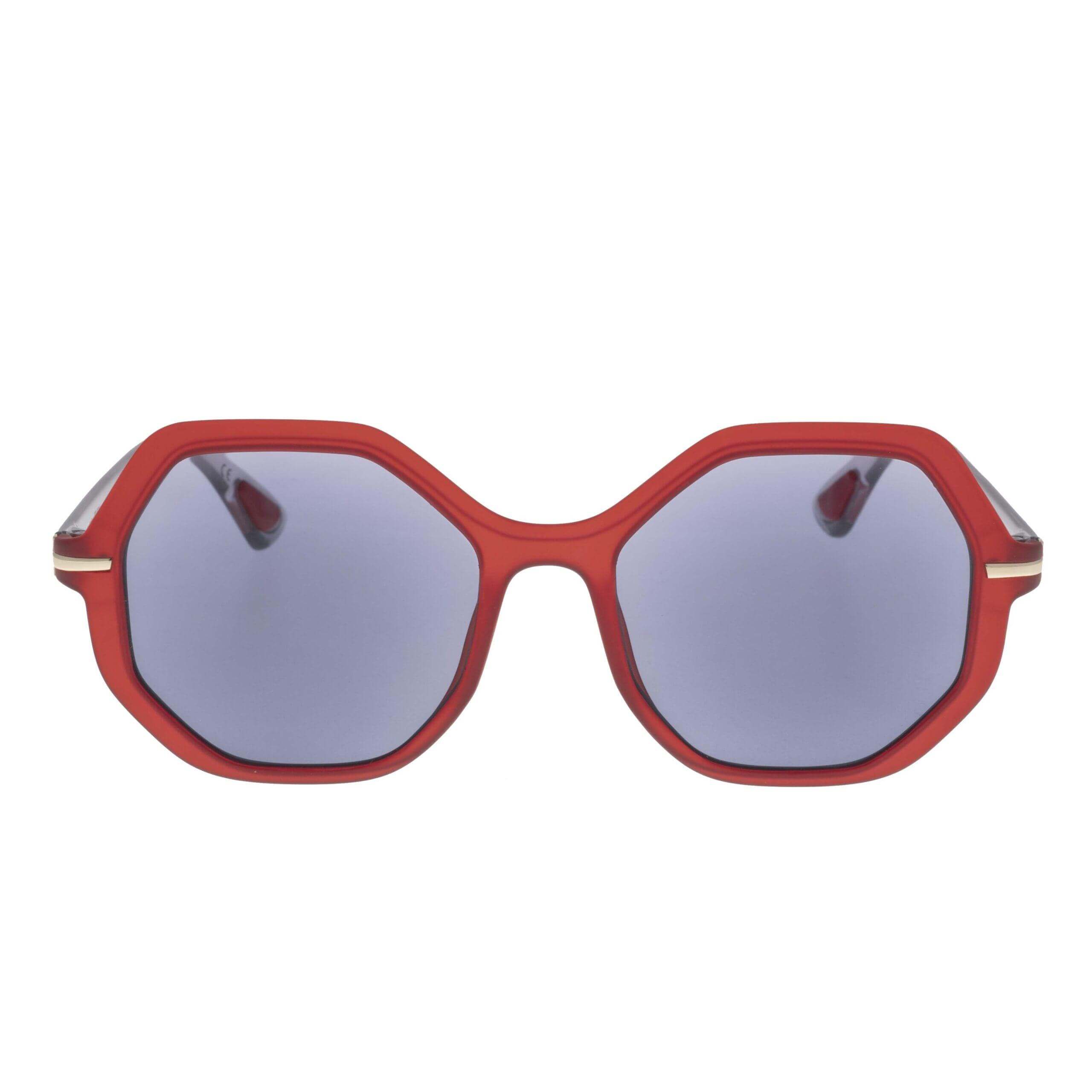 DUDU C4 occhiali da sole rossi con lenti grigie, modello della collezione Frame, leggero ed ergonomico.