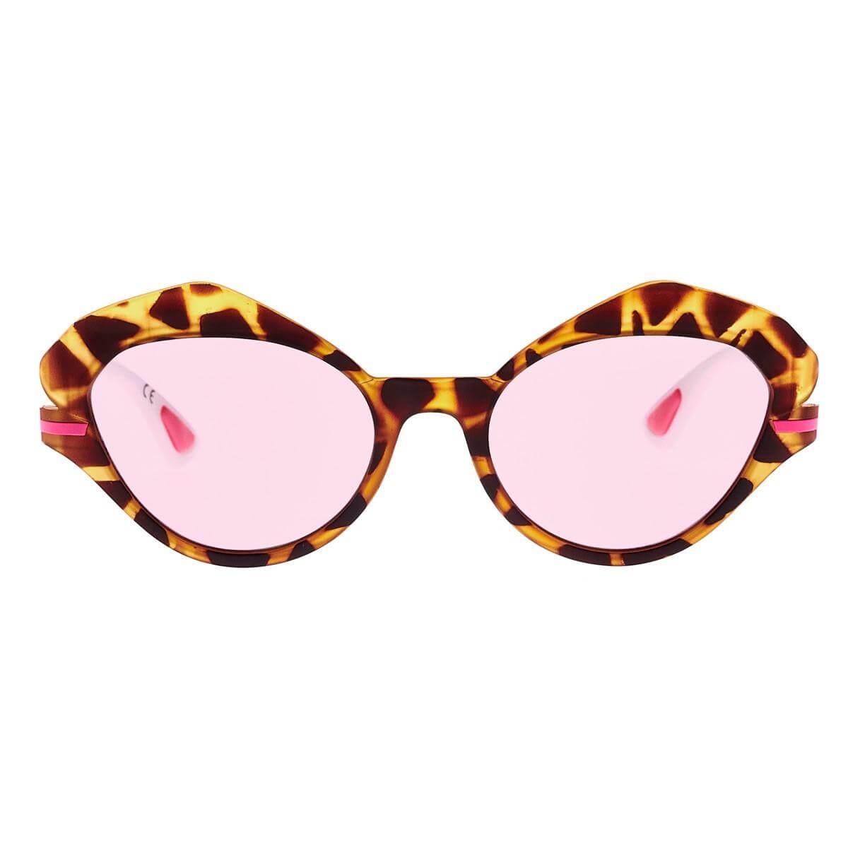 ELISA C2 occhiali da sole a forma cat-eye con montatura tartarugata e lenti rosa.