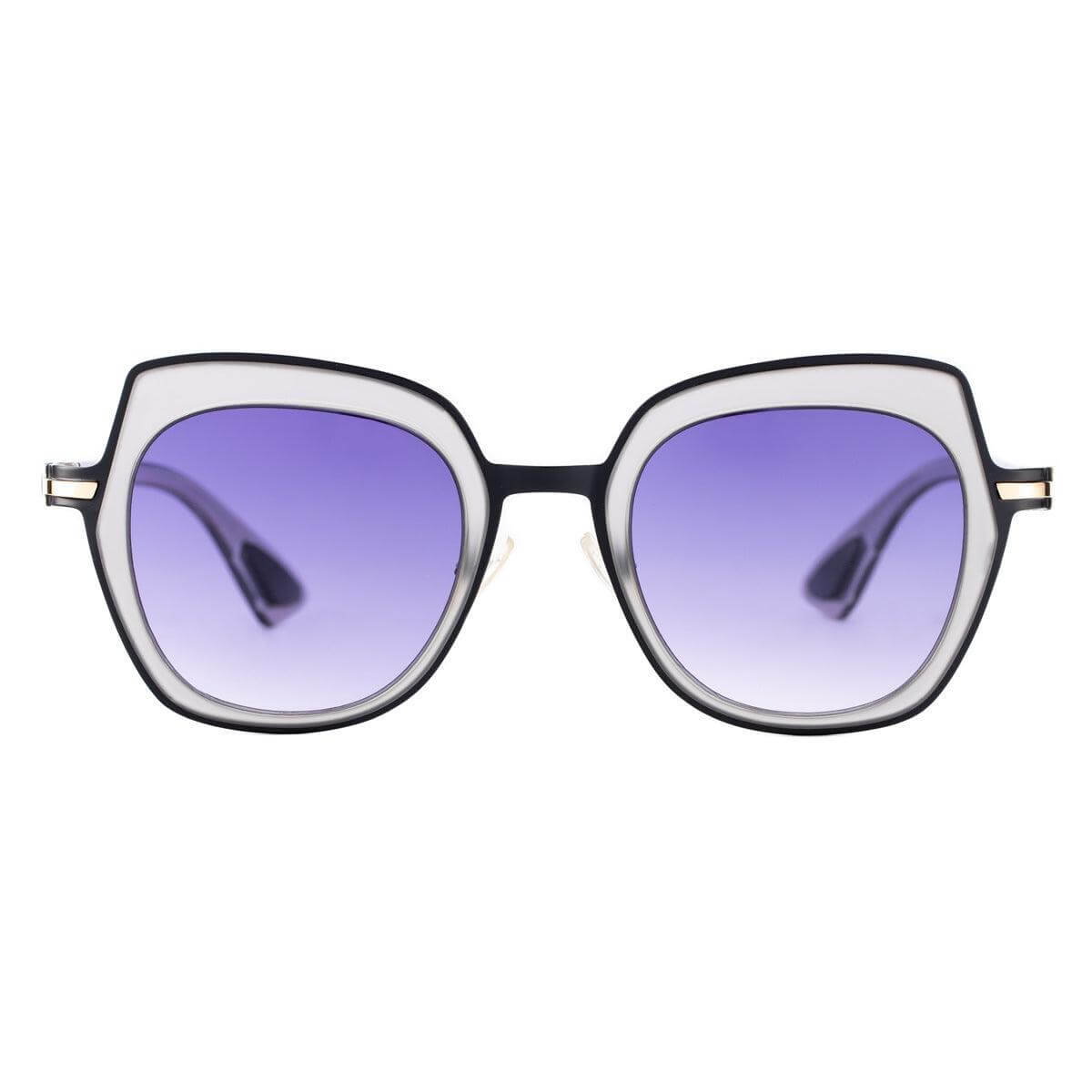 FLORENCE C1 sunglasses with modern design, light frame, and iconic shapes featuring gradient purple lenses.