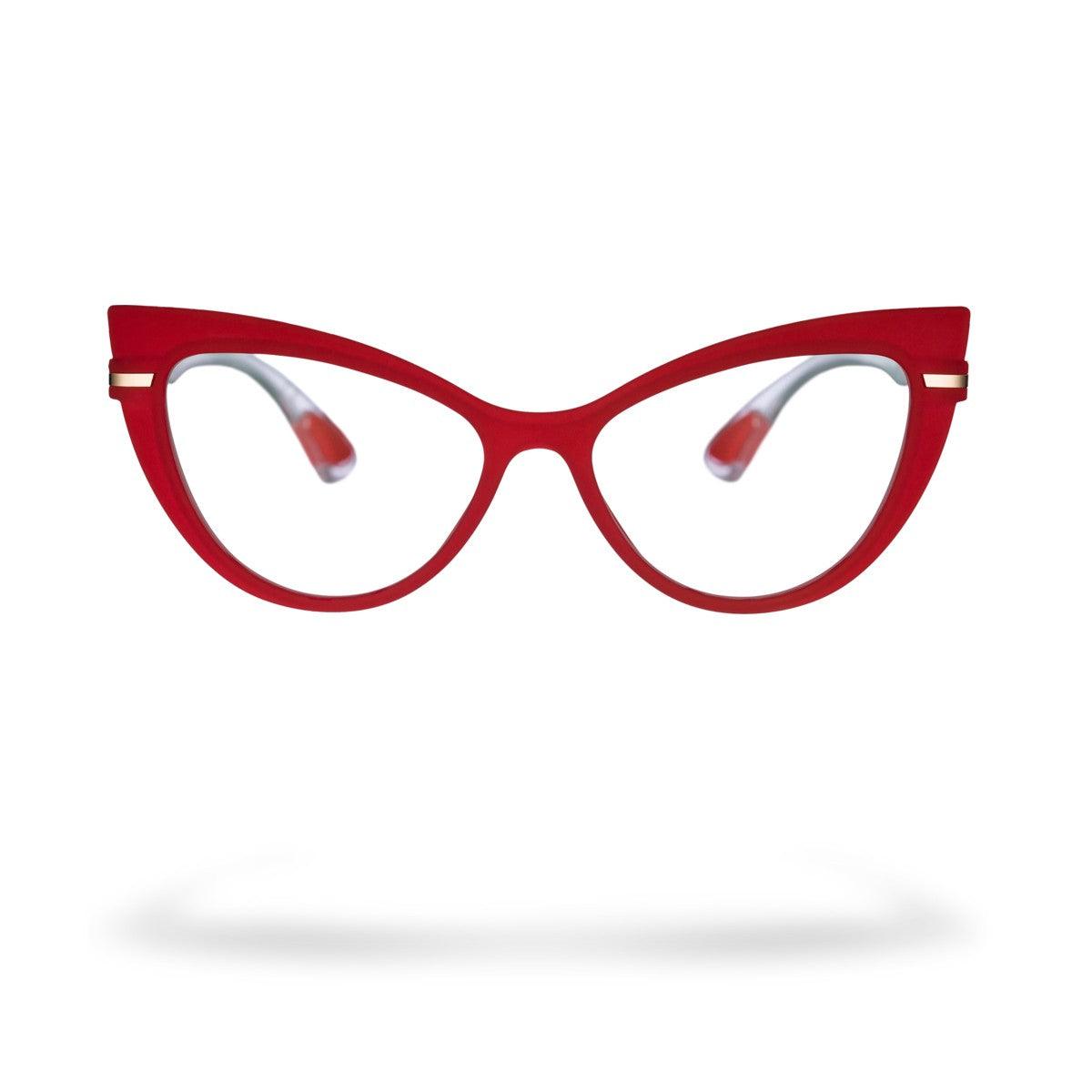 FRANCY C4 red cat-eye glasses with ergonomic design and striking color contrast.
