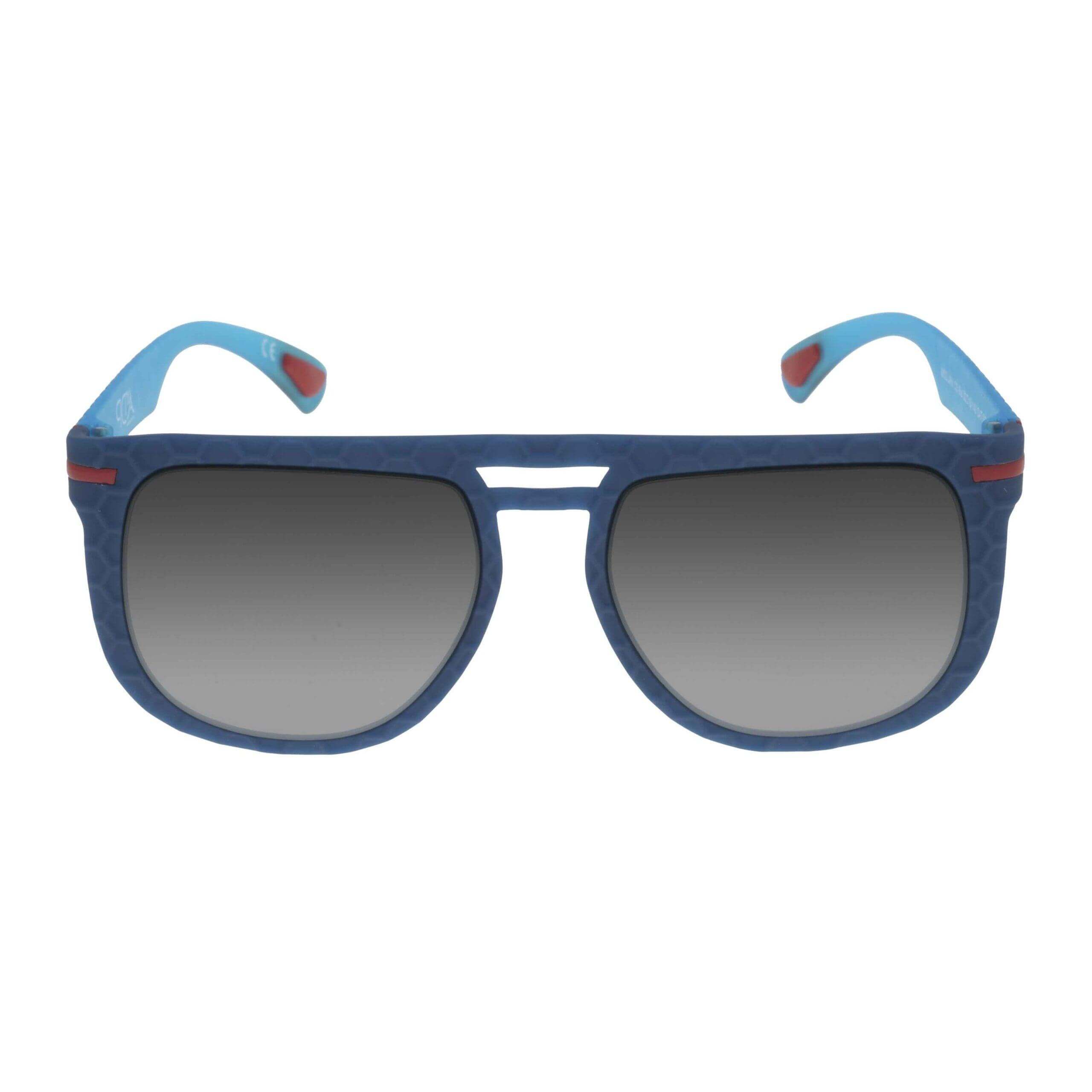 JAVI C3 BIS sunglasses featuring a geometric texture design with blue frames and gradient lenses.