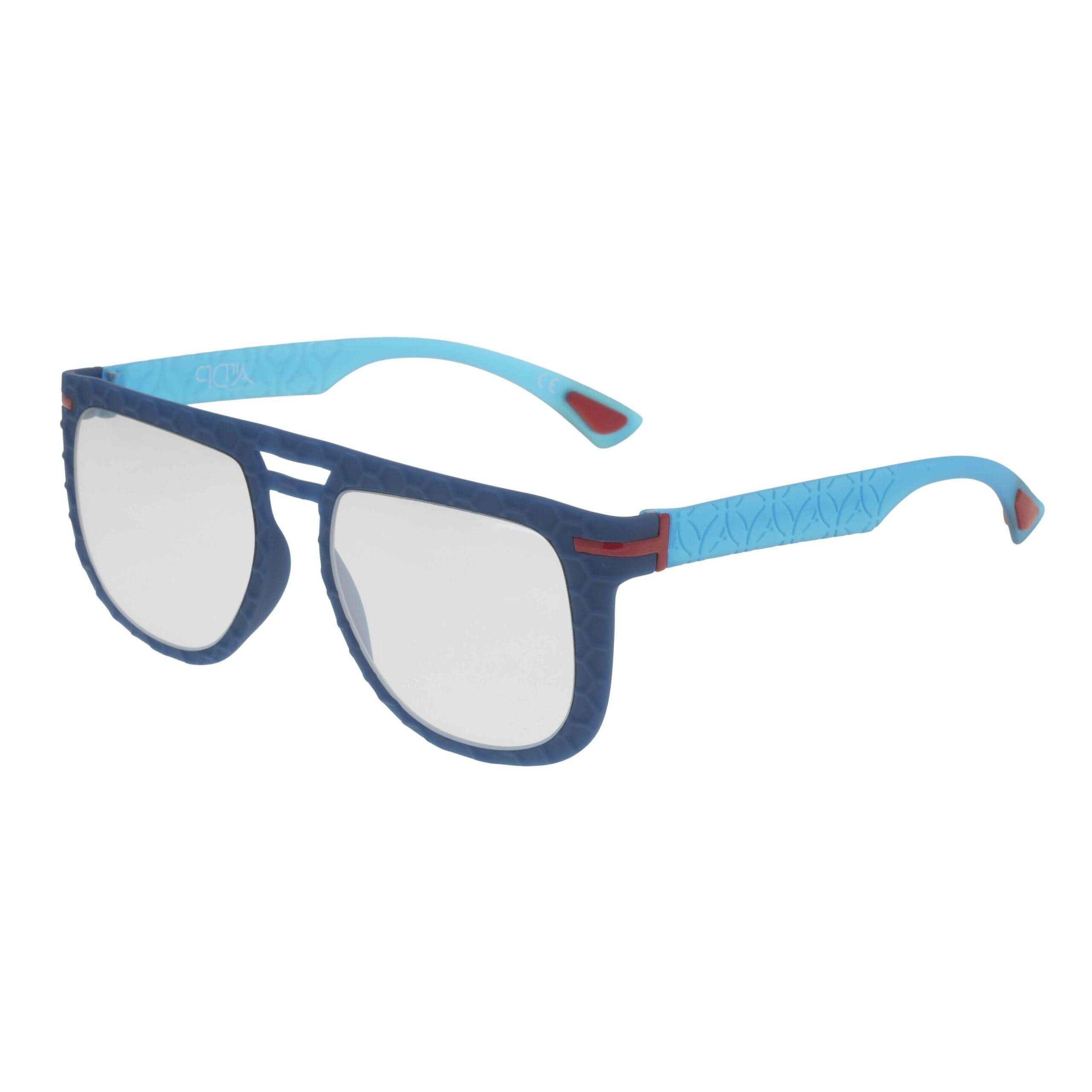 Occhiali JAVI C3 BIS con texture geometrica in blu e azzurro, parte della collezione Texture.