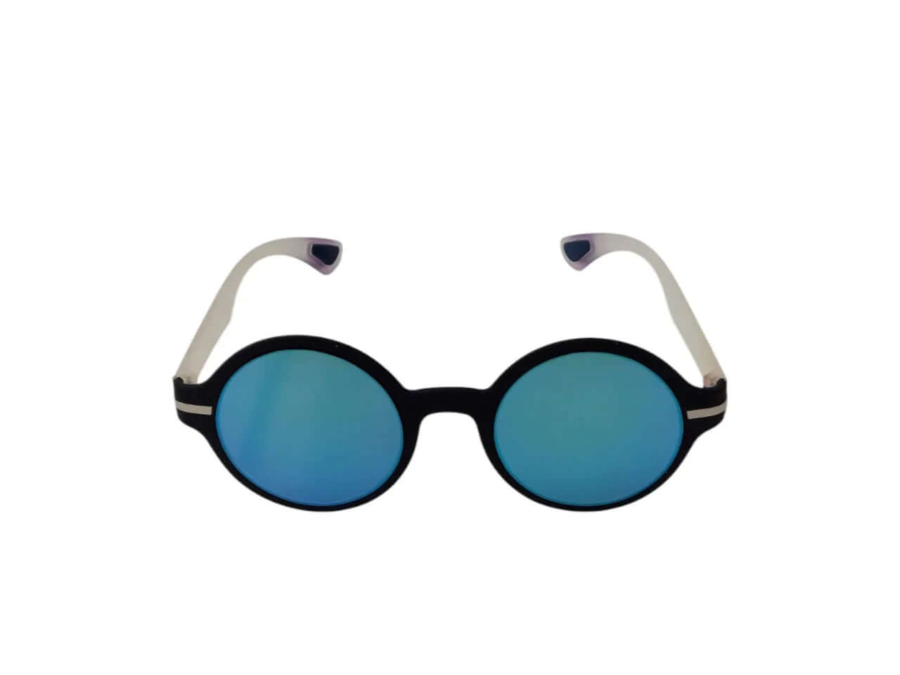 Occhiali da Sole LELE C5 – Genesis Unisex Rotondi Nero con lenti blu, stile AirDP di Alessandro Del Piero.