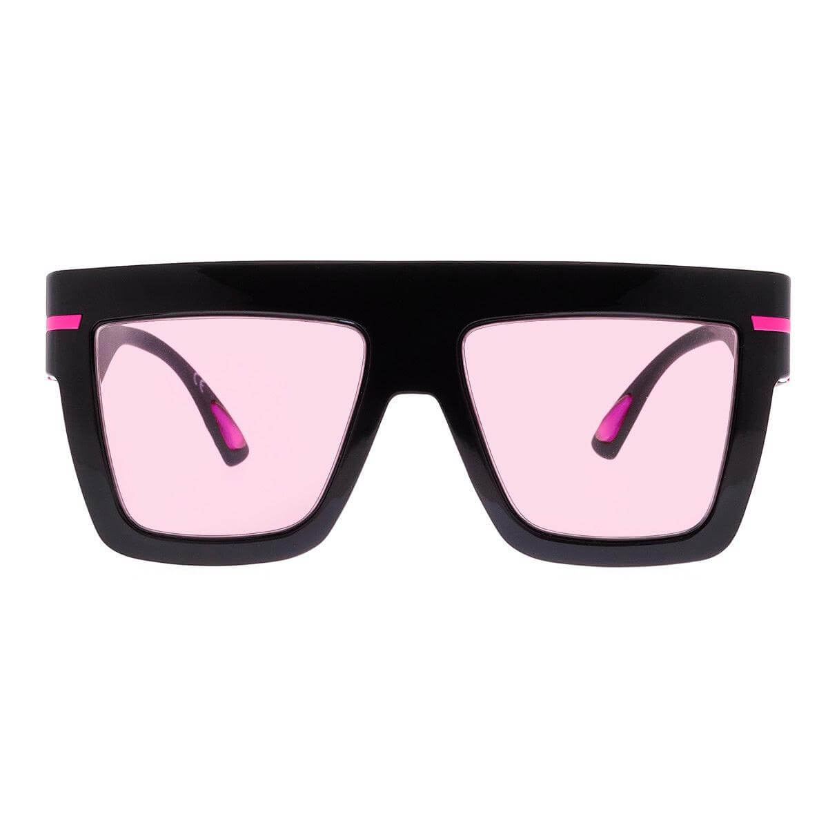 Occhiali oversize LEONARDO C1 in nero e rosa, design glamour della collezione Over.