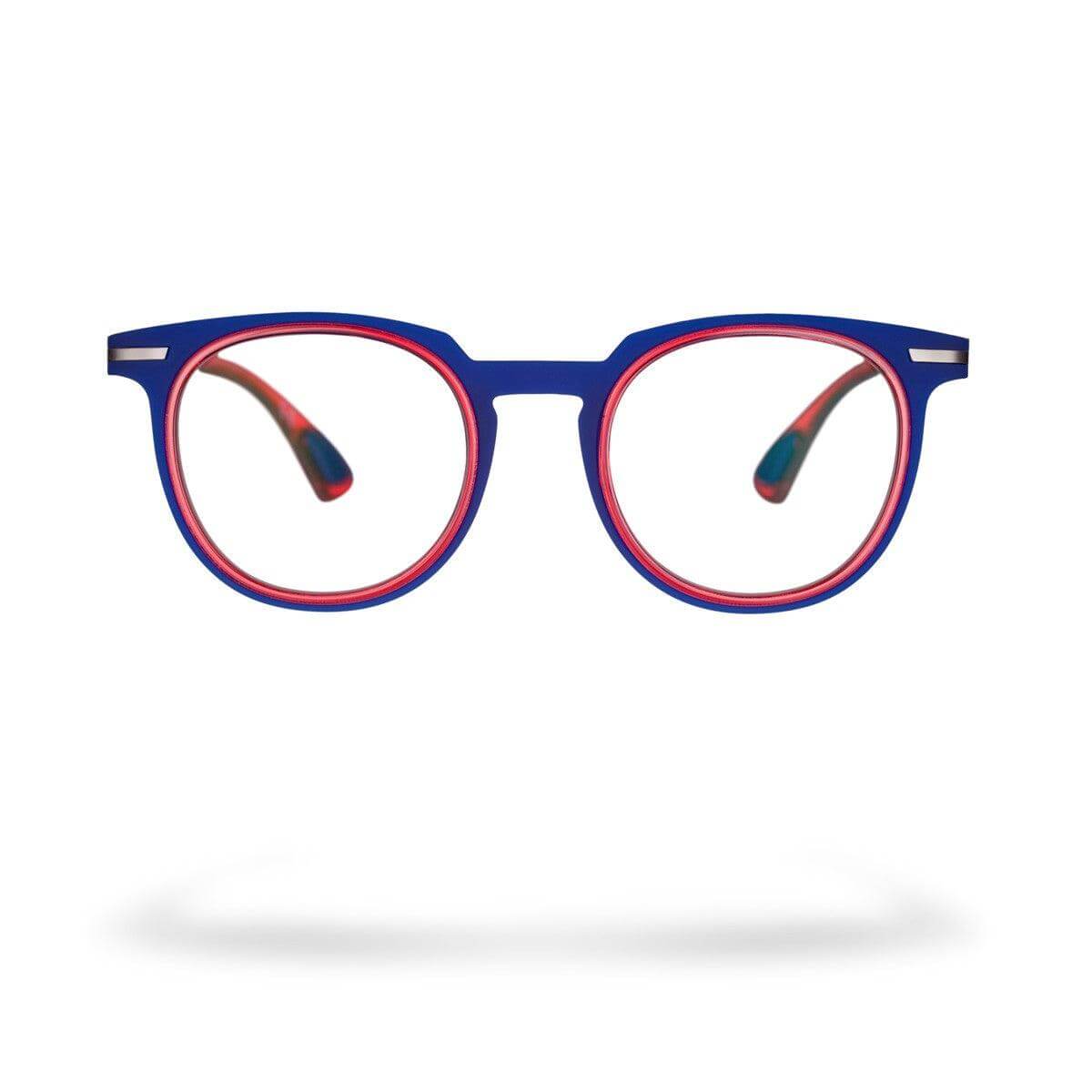 LINO C8 occhiali blu e rossi, design ergonomico e leggero della collezione Frame.